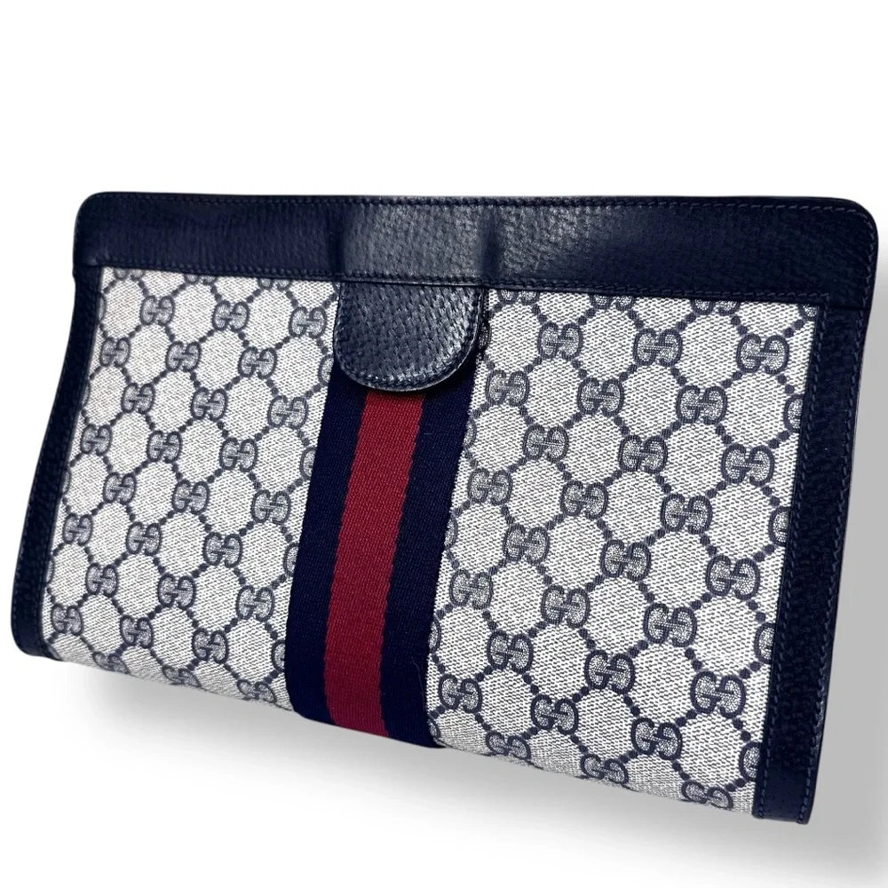 Navy Blue Gucci Ophidia Clutch - Picture 3 of 17